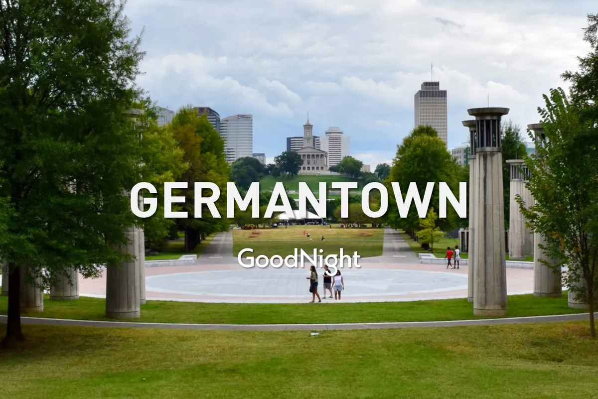 A serene park scene with the city skyline in the background, people strolling and socializing, and green open spaces inviting relaxation and connection.